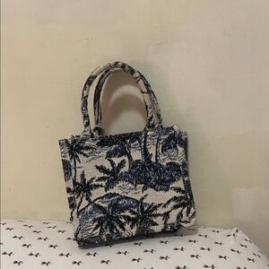 H&M Tropical Blue and Cream Tote